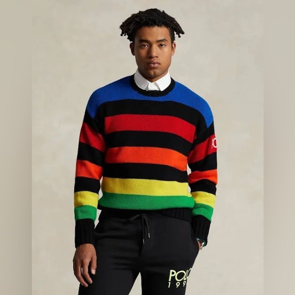 Polo Ralph Lauren NWT Logo Striped Wool-Blend Sweater Size XL